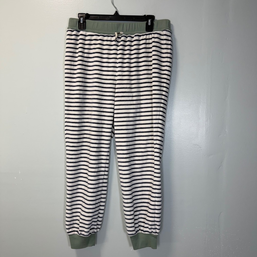 Madewell MWL Striped Jogger Pants‎ Green White Large Lounge Cozy